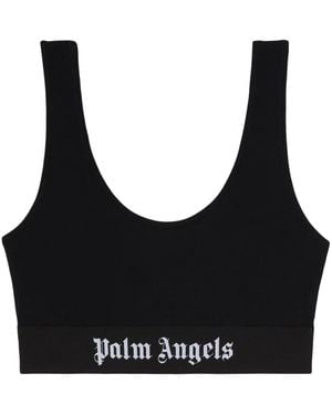 Palm Angels Classic Logo-Underband Scoop-Neck Bra - Black