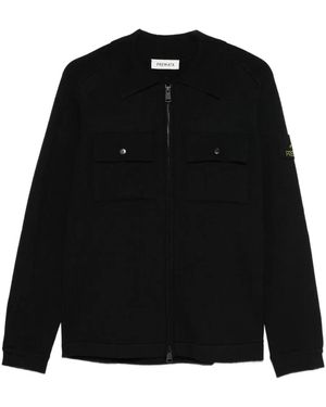 Premiata Zip-Up Pocketed Cardigan - Black