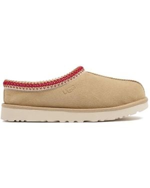 UGG Contrast-Trim Mules - White