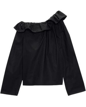 MSGM Blusa Con Ruches - Nero
