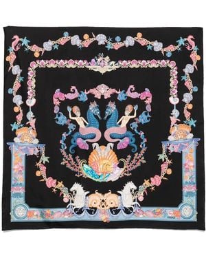 Versace Foulard Coral Theatre En Soie - Noir