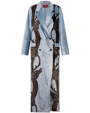 F.R.S For Restless Sleepers Double-Breasted Floral Coat - Blue