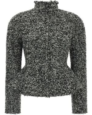 Alberta Ferretti Bouclé Peplum Jacket - Grey