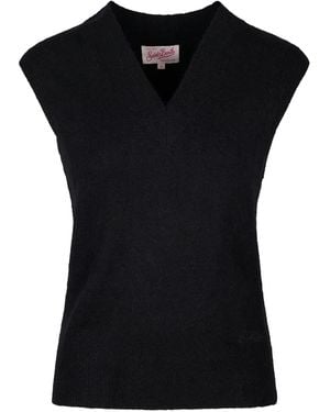 MC2 Saint Barth V-Neck Sleeveless Top - Black