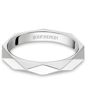 Boucheron Multi-Facetted Platinum Wedding Band - White