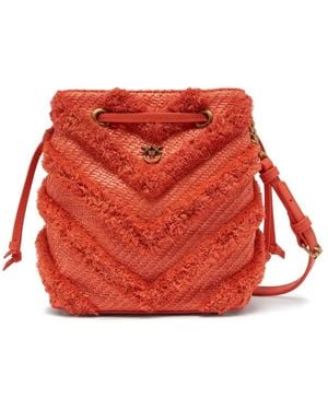 Pinko Raffia Bucket Bag - Red