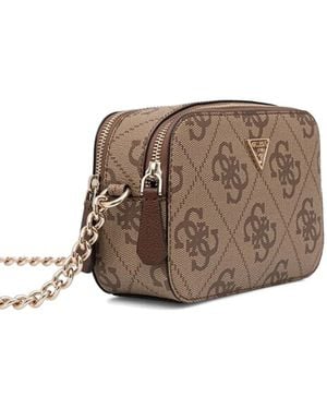 Guess Noelle Logo-Print Chain Cross Body Bag - Brown