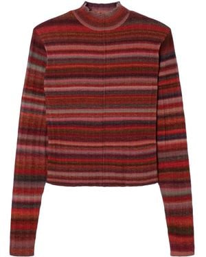 RE/DONE Striped Ribbed Wool Sweater - Red