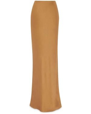 Saint Laurent Crepe Satin Long Skirt For - Natural