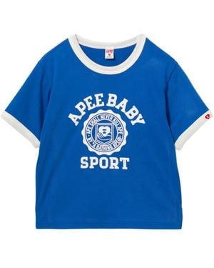AAPE BY A BATHING AP Graphic Ringer T-Shirt - Blue