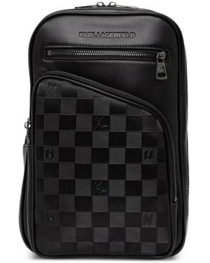 KARL LAGERFELD Sacoche À Motif Damier Et Plaque Logo - Black