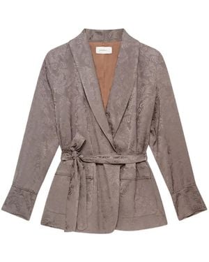 Maliparmi Damask-Jacquard Wrap Blazer - Brown