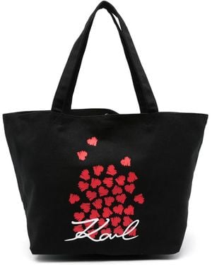Karl Lagerfeld Heart-Print Tote Bag - Black