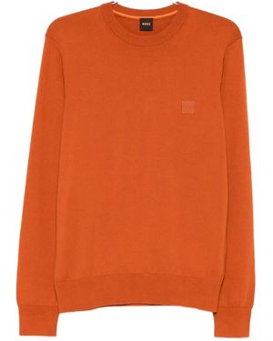 BOSS Logo-Patch Sweater - Orange
