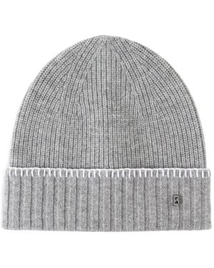 Bogner Moulan Ribbed-Knit Wool Beanie Hat - Grey