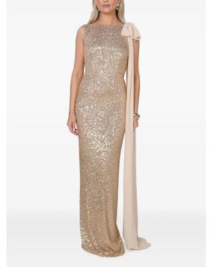 ROSERRY Kylie Bow-Detailed Sequin-Embellished Maxi Dress - Natural