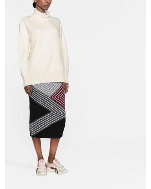 Stella McCartney 3D Stripes Wool Midi Skirt - White