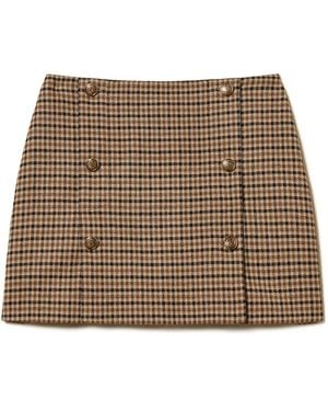 Twinset Checked Buttoned Mini Skirt - Brown