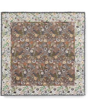 Bimba Y Lola Floral Scarf With Logo Border - Metallic