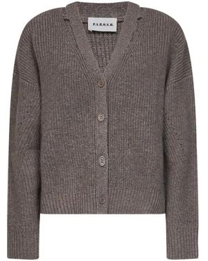 P.A.R.O.S.H. V-Neck Chunky-Knit Cardigan - Gray