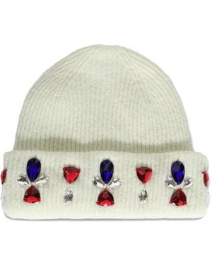 Melrose High Crown Of Cairo Alexandria Jewel-Embellished Beanie - White