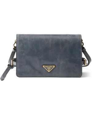 Prada レザーショルダーバッグ - グレー