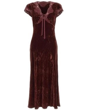 RIXO London Amari Lace-Insert Empire-Line Midi Dress - Purple