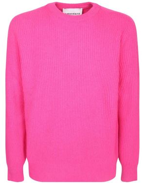 Amaranto Ribbed-Knit Raglan-Sleeve Jumper - Pink