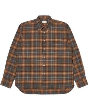 Universal Works Check Button-Down Shirt - Brown