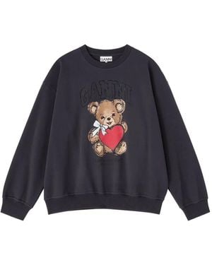 Ganni Sweat À Imprimé Ourson - Bleu