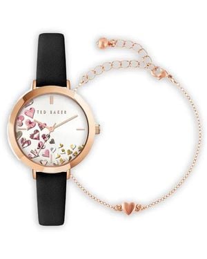 Ted Baker Ammy Hearts 34Mm And Bracelet Set - White