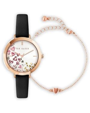 Ted Baker Set de pulsera y reloj Ammy Hearts de 34 mm - Blanco