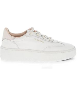 Woolrich Lace-Up Leather Trainers - White