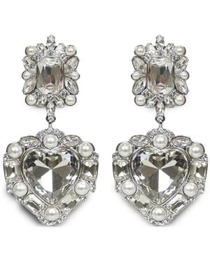 Self-Portrait Heart-Motif Crystal Earrings - White