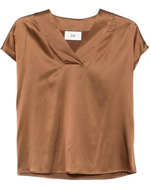 SOLOTRE V-Neck Blouse - Brown