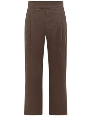 A PAPER KID Pleated Gabardine Trousers - Brown
