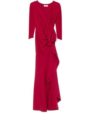 La Petite Robe Di Chiara Boni Robe Longue À Volants Et Détail Nœud - Rouge