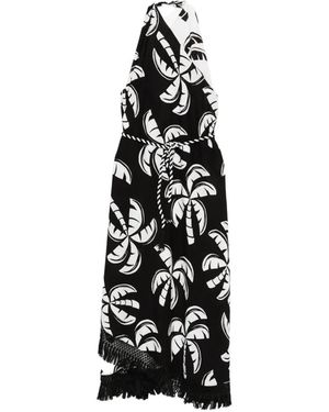 FARM Rio Palm-Print Midi Dress - White