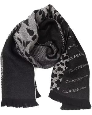 Roberto Cavalli Animalier Logo-Print Scarf - Black