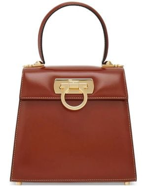 Ferragamo S Iconic Leather Tote Bag - Red