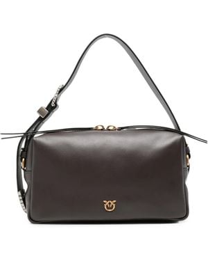Pinko Love Birds Leather Shoulder Bag - Black
