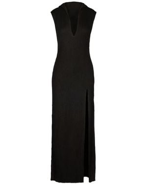 Tessitura Hooded Maxi Dress - Black