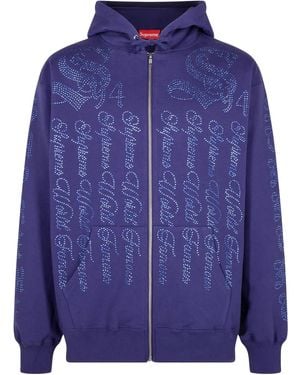Supreme "Ss 22 Washed" Zip-Up Hoodie - Blue