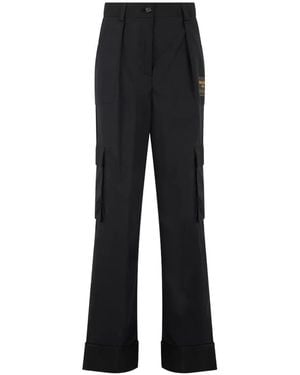 Moschino Logo-Patch Cargo-Pockets Flared Pants - Black