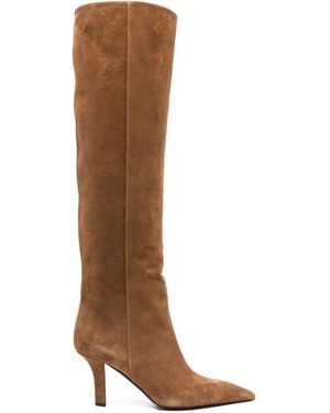 AMINA MUADDI Christine Calf Suede Knee-high Boot 80mm - Brown