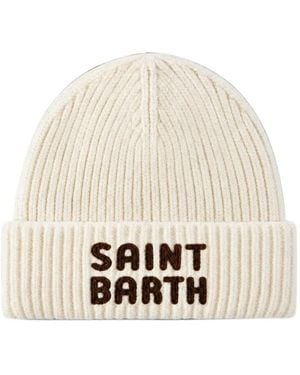 MC2 Saint Barth Logo-Patch Beanie Hat - Natural