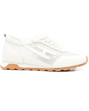 SERGIO MORETTI FIRENZE Mesh-Panelled Lace-Up Trainers - White