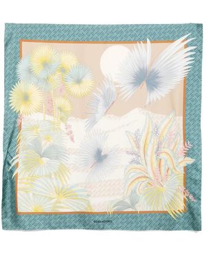 Ferragamo Dure Print Silk Scarf - Blue