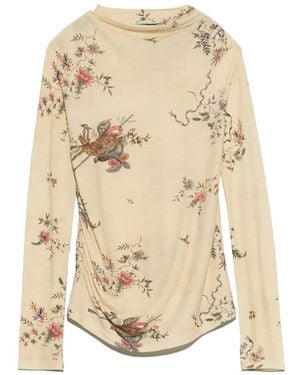 Bimba Y Lola T-Shirt Romantic Sweet Vanilla En Coton À Fronces - Natural