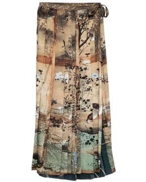 Pierre Louis Mascia Doxgr Landscape-Print Pleated Maxi Skirt - White